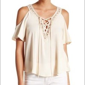ASTR the Label Boho Style Cold Shoulder Blouse